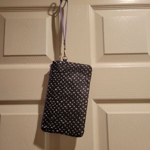 Thirty One black and purple wristlet